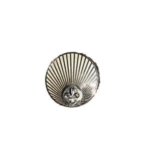 𝅺vtg Sterling Silver Fleur de Lis Disc Shaped Pin Brooch 2” Stamped
